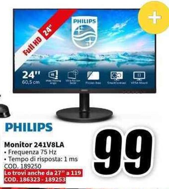 MediaWorld PHILIPS Monitor 241V8LA offerta