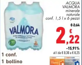 Conad ACQUA VALMORA minerale naturale conf. 1,51x6 pezzi offerta