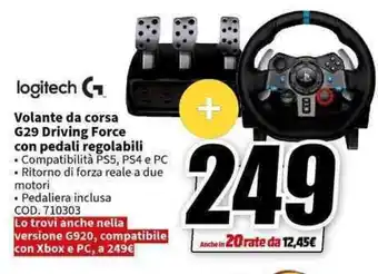MediaWorld logitech C Volante da corsa G29 Driving Force con pedali regolabili offerta