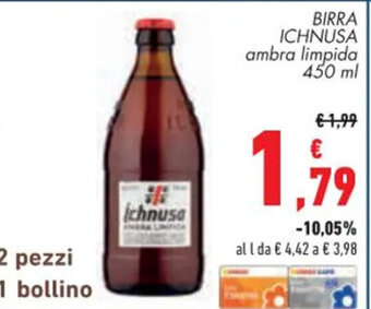 Conad BIRRA ICHNUSA ambra limpida 450 ml offerta