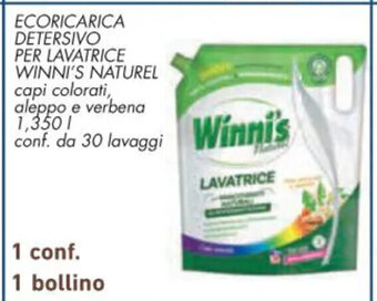 Conad ECORICARICA DETERSIVO PER LAVATRICE WINNI'S NATUREL capi colorati, aleppo e verbena 1,350 L conf. da 30 lavaggi offerta