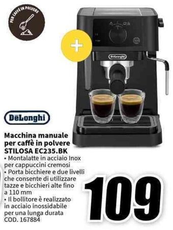 MediaWorld DeLonghi Macchina manuale per caffè in polvere STILOSA EC235.BK offerta
