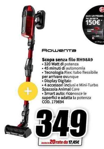 MediaWorld Rowenta Scopa senza filo RH98A9 offerta