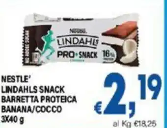 DEM NESTLE' LINDAHLS SNACK BARRETTA PROTEICA BANANA/COCCO 3 x 40 g offerta