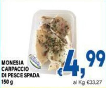 DEM MONESIA CARPACCIO DI PESCE SPADA 150 g offerta