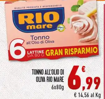 Conad City TONNO ALL'OLIO DI OLIVA RIO MARE 6x80g offerta