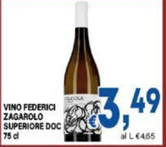 DEM VINO FEDERICI ZAGAROLO SUPERIORE DOC 75 cl offerta