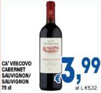DEM CA' VESCOVO CABERNET SAUVIGNON/ SAUVIGNON 75 cl offerta