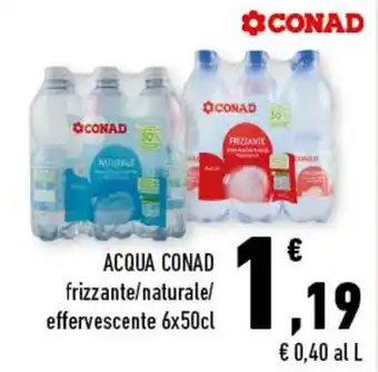 Conad City ACQUA CONAD frizzante/naturale/ effervescente 6x50cl offerta