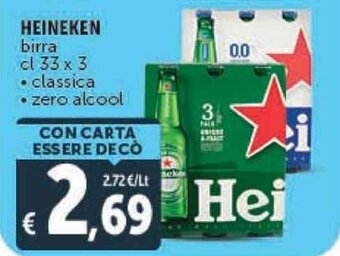 Deco Supermercati HEINEKEN birra cl 33 x 3 offerta
