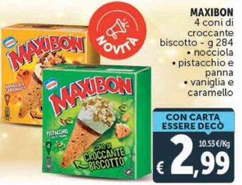 Deco Supermercati MAXIBON 4 coni di croccante biscotto g 284 offerta