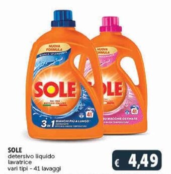 Deco Supermercati SOLE detersivo liquido lavatrice vari tipi - 41 lavaggi offerta