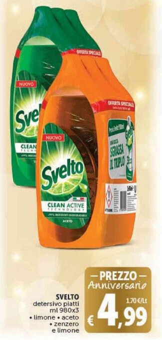 Deco Supermercati SVELTO detersivo piatti ml 980x3 offerta