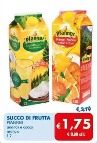MD Discount SUCCO DI FRUTTA PFANNER ananas e cocco arancia L 2 offerta
