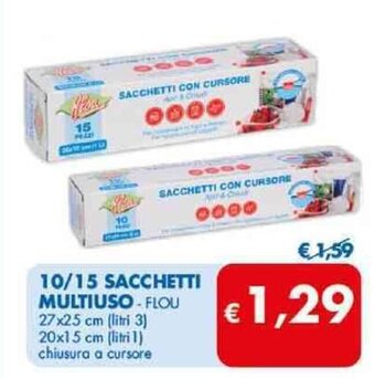 MD Discount 10/15 SACCHETTI MULTIUSO-FLOU 27x25 cm (litri 3) 20x15 cm (litri 1) chiusura a cursore offerta