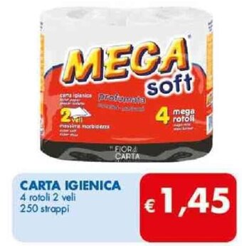 MD Discount CARTA IGIENICA 4 rotoli 2 veli 250 strappi offerta