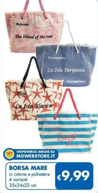 MD Discount BORSA MARE in cotone e poliestere 4 varianti 35x34x23 cm offerta