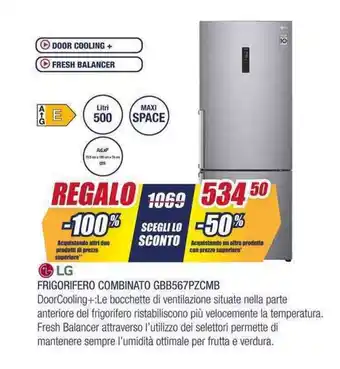 Trony LG FRIGORIFERO COMBINATO GBB567PZCMB offerta