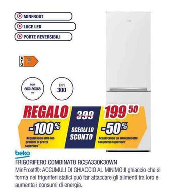 beko FRIGORIFERO COMBINATO RCSA330K30WN