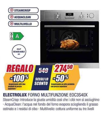 ELECTROLUX FORNO MULTIFUNZIONE EOC3S40X