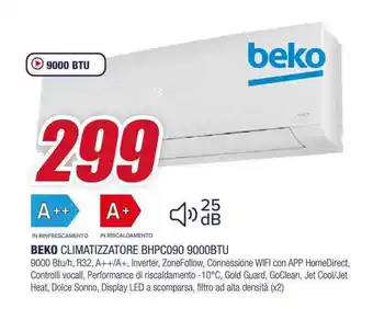 Trony BEKO CLIMATIZZATORE BHPC090 9000BTU offerta