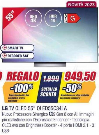 Trony LG TV OLED 55" OLED55C34LA offerta