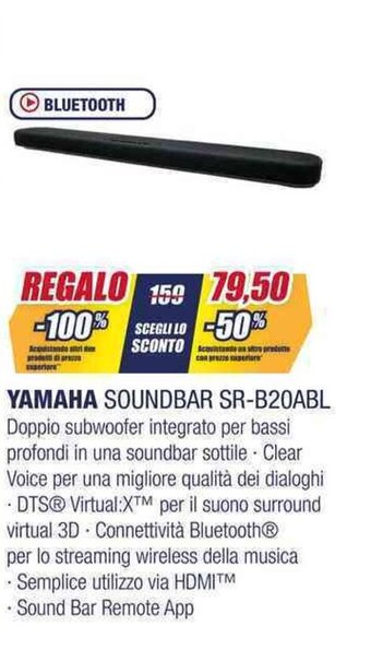 Trony YAMAHA SOUNDBAR SR-B20ABL offerta