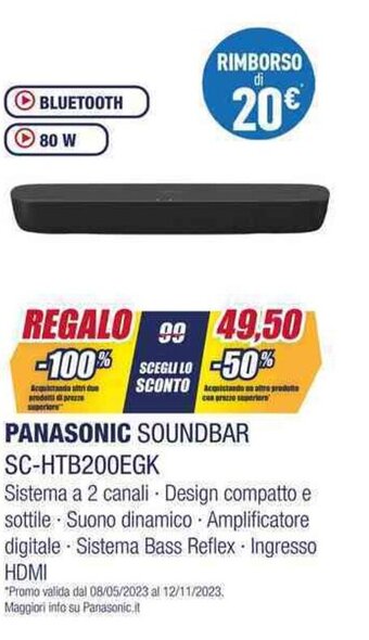 Trony PANASONIC SOUNDBAR SC-HTB200EGK offerta