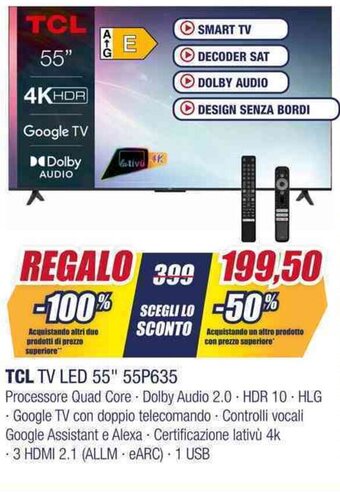Trony TCL TV LED 55" 55P635 offerta
