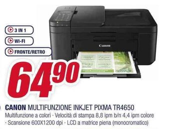 Trony CANON MULTIFUNZIONE INKJET PIXMA TR4650 offerta
