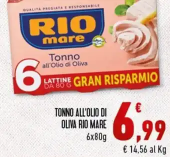 Conad Margherita TONNO ALL'OLIO DI OLIVA RIO MARE 6x80g offerta