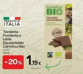 Carrefour Carrefour Bio Tavoletta Fondente O Latte Equosolidale offerta