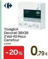 Carrefour Carrefour Tovaglioli Decorati 38x38 2 Veli 40 Pezzi offerta