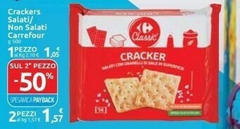 Carrefour Carrefour - Crackers Salati con Granelli di Sale in Superficie 500 g(ml) offerta