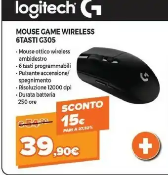 Expert Logitech Logitech G G305 Mouse Ambidestro RF Wireless Ottico 12000 DPI offerta