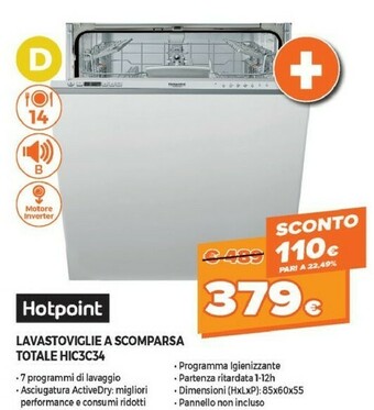 Expert Hotpoint HIC 3C34 Lavastoviglie A Scomparsa Totale 14 Coperti D offerta