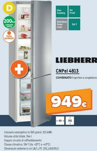 Liebherr CNPel 4813 Frigorifero Con Congelatore Libera Installazione Argento 338 L A+++