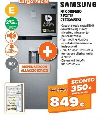 Expert Samsung Samsung RT53K665PSL frigorifero con congelatore Libera installazione 530 L E Argento offerta