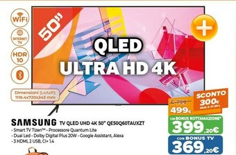 Expert Samsung Series 6 QE50Q60TAU 127 Cm (50") 4K Ultra HD Smart TV Wi-Fi Nero offerta