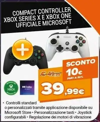 Expert Microsoft Compact Controller Xbox Series X E Xbox One offerta