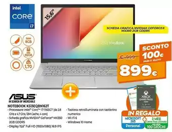 Expert Asus VivoBook 15 K513EQ-BN162T Computer Portatile 39,6 Cm (15.6") Full HD Intel® Core™ I7 Di Undicesima Generazione 8 GB DDR4 offerta