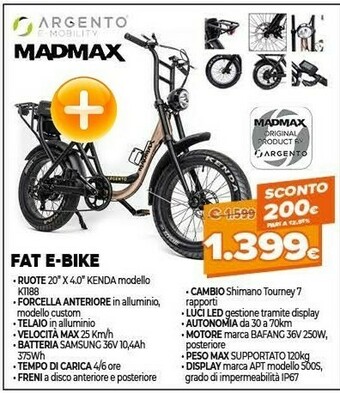 Expert Argento Madmax Fat E-Bike offerta