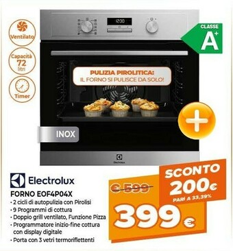 Expert Electrolux EOF4P04X Forno Elettrico 72 L Acciaio Inossidabile A+ offerta