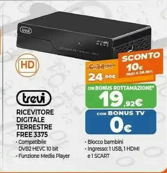 Expert Trevi HE 3375 TS Set-top Box TV Terrestre Full HD Nero offerta
