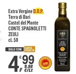 Supermercati Dok Conte spagnoletti zeuli extra vergine d.o.p. terra di bari castel del monte offerta