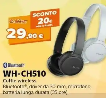 Expert Sony WH-CH510 Cuffia Padiglione Auricolare Nero offerta