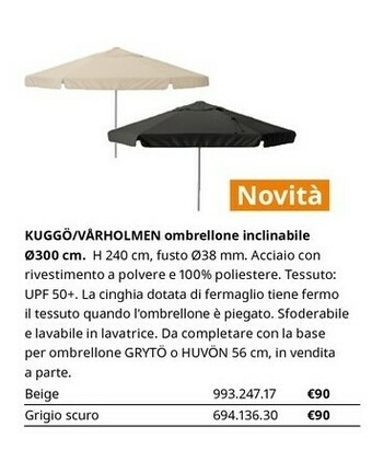 Ombrellone Inclinabile