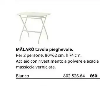 IKEA Malarò Tavolo Pieghevole offerta