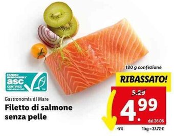 Lidl Gastronomia di Mare Filetto di salmone senza pelle 180 g offerta