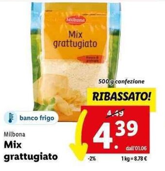 Lidl Milbona Mix grattugiato 500 g offerta
